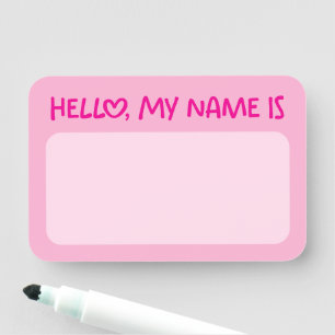 Licht en hete roze grillige Hello Naamplaatje