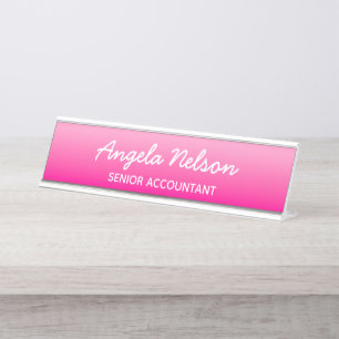 Licht en hete roze ombre bureau naambordje