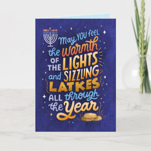 Licht en Latkes Niet-Foto Hanukkah Wenskaart Kaart