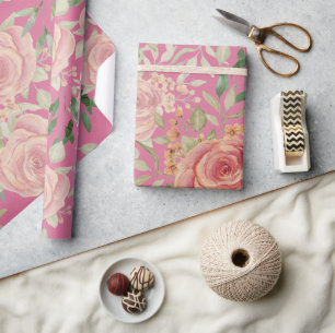 Licht en Waterverf van zoete Oranje Rozen Cadeaupapier