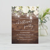 Licht Floral Rustic Wood Kerstfeest Uitnodiging (Staand voorkant)