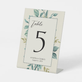 Licht Formele Bloemen Gepersonaliseerde Tafelnumme Reclamebord Met Voetstuk