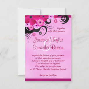 Licht Fuchsia Floral 3,5" x 5" bruiloft uitnodigt Kaart