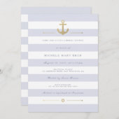 Licht gestreepte nautische bruidsdouche uitnodigin kaart (Voorkant / Achterkant)