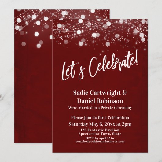 Licht Gestructureerd Laten we Burgundy Ontvangst V Kaart (Voorkant / Achterkant)