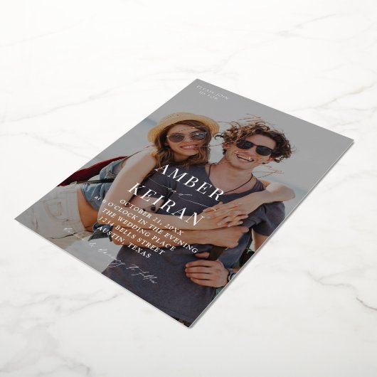 Licht getinte schaduwen - Fotobruiloft Folie Uitnodiging (Gedraaid)