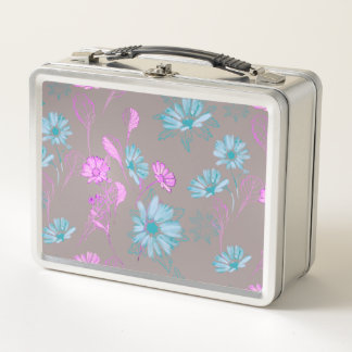 Licht gewassen bloemen Metallic lunchbox