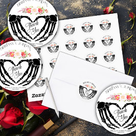 Licht gotisch skelet handen bruiloft ronde sticker