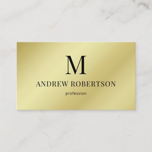 Licht goud Faux Metallic QR Code Monogram Visitekaartje (Voorkant)