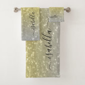 Licht goud grijs ombre faux sparkles Aangepaste na Bad Handdoek (Insitu)