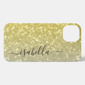 Licht goud grijs ombre faux sparkles Aangepaste na iPhone Hoesje (Achterkant horizontaal)