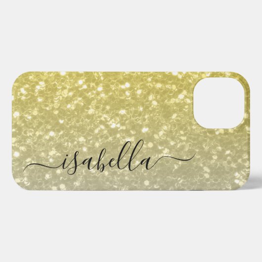 Licht goud grijs ombre faux sparkles Aangepaste na iPhone Hoesje (Achterkant horizontaal)
