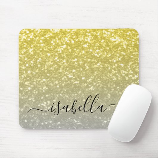 Licht goud grijs ombre faux sparkles Aangepaste na Muismat (Met muis)