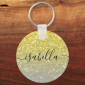 Licht goud grijs ombre faux sparkles Aangepaste na Sleutelhanger (Achterkant)