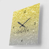 Licht goud grijs ombre faux sparkles Aangepaste na Vierkante Klok (Hoek)