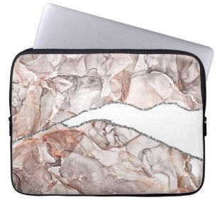 LICHT GOUD MARMER AGAAT ZILVER GLITTER GLAM LAPTOP SLEEVE