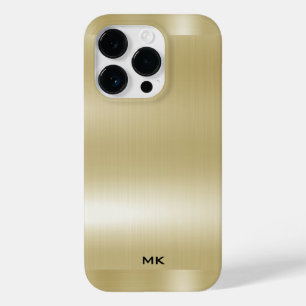 Licht Goud Metaalstructuur Roestvrij staal look Case-Mate iPhone 14 Pro Hoesje