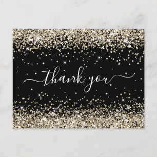 Licht Gouden Glitters Zwart 40e Verjaardag Dank Je Briefkaart