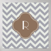 Licht grijs Chevron Aangepast monogram Poster (Voorkant)
