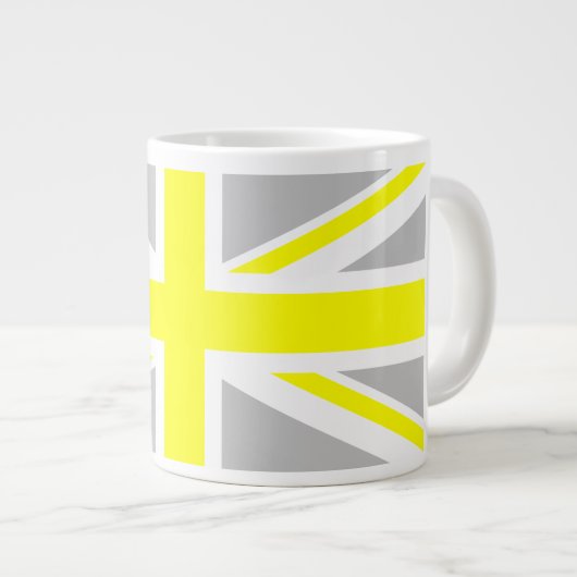 Licht grijs en Gele Uniefactrice Extra Grote Mok (Voorkant rechts)