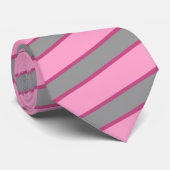 Licht grijs en roze diagonaal strepen Aangepaste M Stropdas (Opgerold)