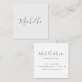 Licht grijs en wit feministisch minimalistisch vierkante visitekaartje (Voorkant / Achterkant)