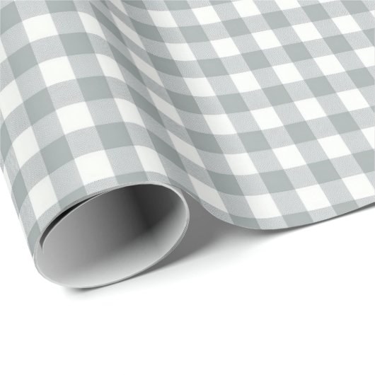 Licht Grijs en Wit Gingham Cadeaupapier (Rol Hoek)