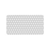 Licht grijs en wit poka vlek. etiket (Voorkant)