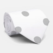 Licht grijs en wit poka vlek. stropdas (Opgerold)