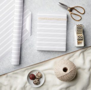 Licht grijs en wit vijf strepen patroon cadeaupapier