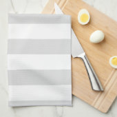 Licht grijs en wit XL Stripe patroon Theedoek (Quarter Fold)