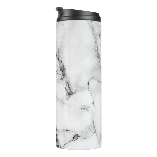 Licht grijs en zwart marmeren steen thermosbeker (Geroteerd rechts)