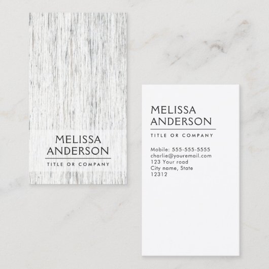 Licht grijs met weven hout, minimalistisch profess visitekaartje (Voorkant / Achterkant)