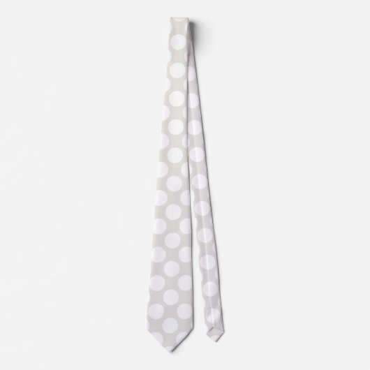 Licht grijs met witte poka punts Retro Stropdas (Voorkant)