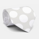 Licht grijs met witte poka punts Retro Stropdas (Opgerold)
