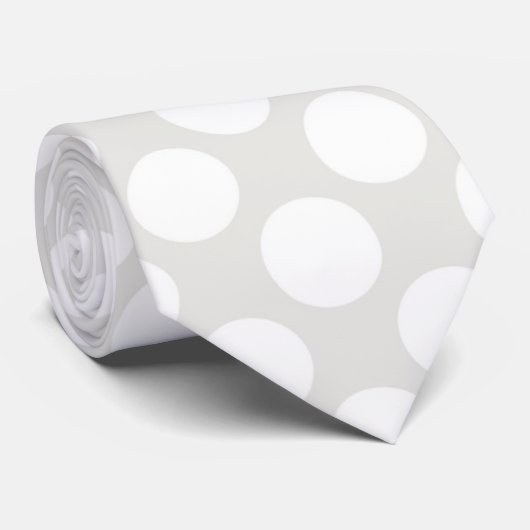 Licht grijs met witte poka punts Retro Stropdas (Opgerold)