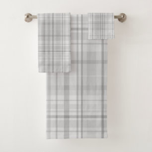 Licht grijs ruitpatroon minimale chique design bad handdoek