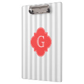 Licht grijs Witte strepen Koraal Rood Monogram Eti Klembord (Links)