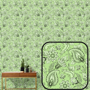 Licht groen Bloemen Paisley Elegant Behang