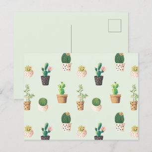 Licht groen Cute Cactus Cacti Pattern Briefkaart