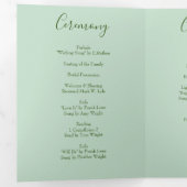 Licht groen en Bleek roze pony en Roos bruiloft Drieluik Programma (Binnenzijde eerst)