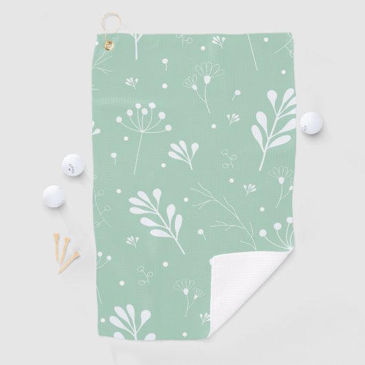 Licht groen en wit bloemmotief golfhanddoek (Insitu)
