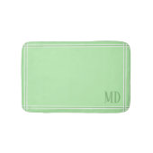 Licht Groen en Wit Gestreepte Aangepaste Initialen Badmat (Voorkant)