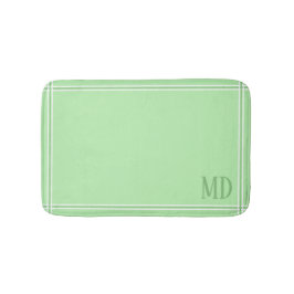 Licht Groen en Wit Gestreepte Aangepaste Initialen Badmat