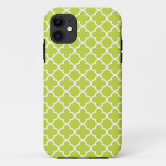 Licht groen en wit Quatrefoil Patronen iPhone 11 Hoesje