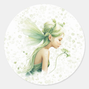 Licht Groen Fairy Alcohol Ink Meisje Verjaardagsfe Ronde Sticker
