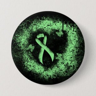 Licht groen lintgegraven hart ronde button 7,6 cm
