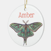 Licht groen Spaans Moon Moth Realistisch schildere Keramisch Ornament (Links)