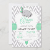 Licht groen, wit grijs Baby shower Kaart (Voorkant)