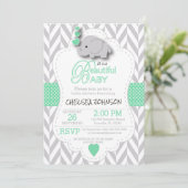 Licht groen, wit grijs Baby shower Kaart (Staand voorkant)